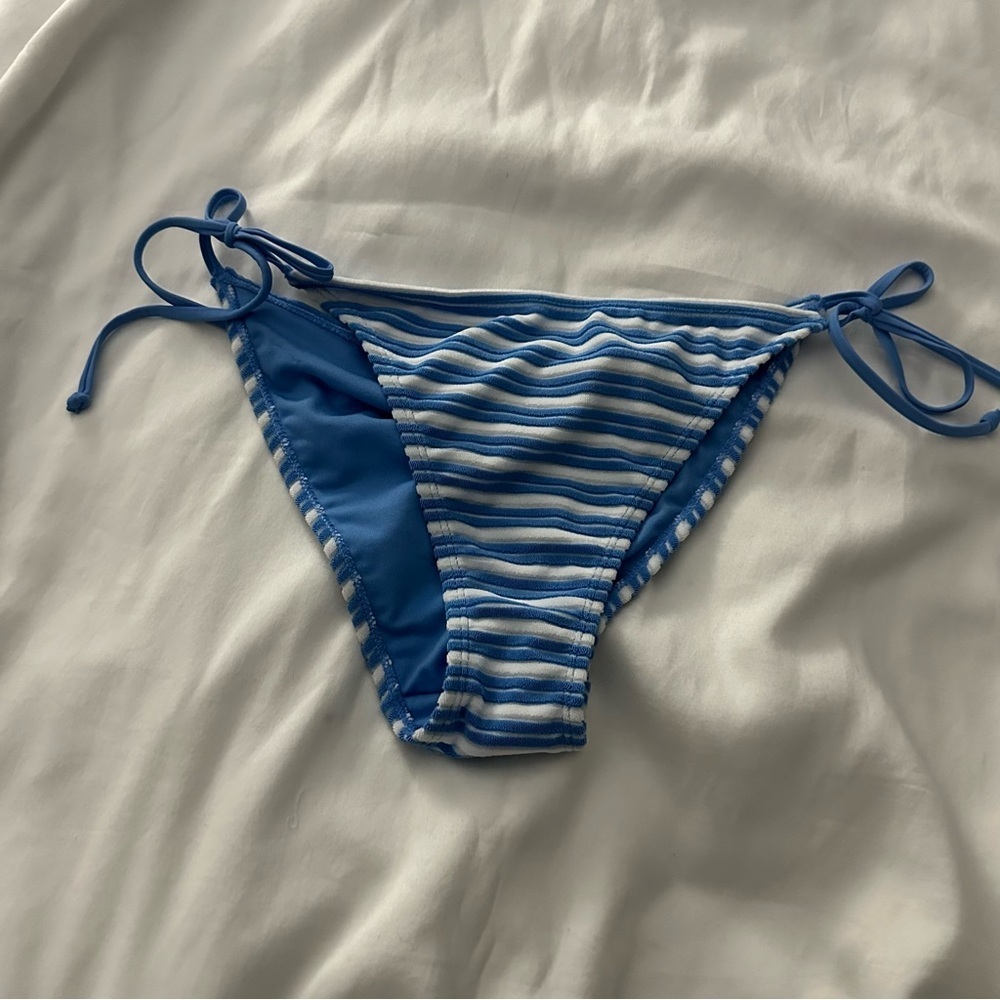 Blue and White Stripped Bikini Bottoms - Picture 1 of 6